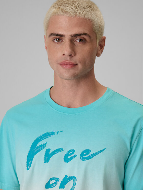 4F 4F T-Shirt FOB SUMMER Turkusowy Regular Fit