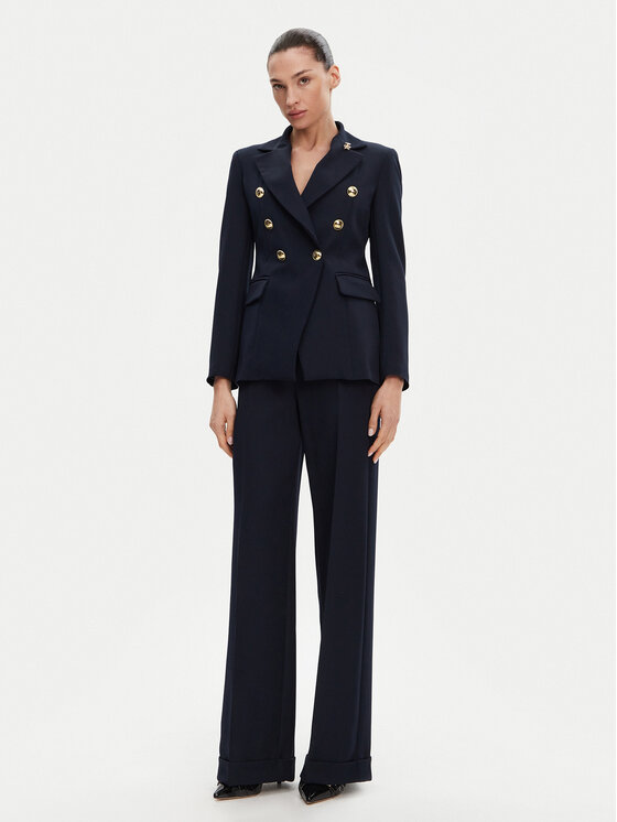 Maryley Maryley Pantaloni din material 25EB537/M26/43BL Bleumarin Regular Fit