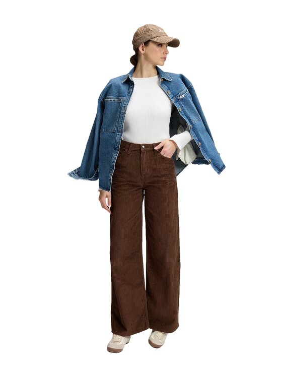 Lee Lee Spodnie materiałowe 112385905 Brązowy Relaxed Fit
