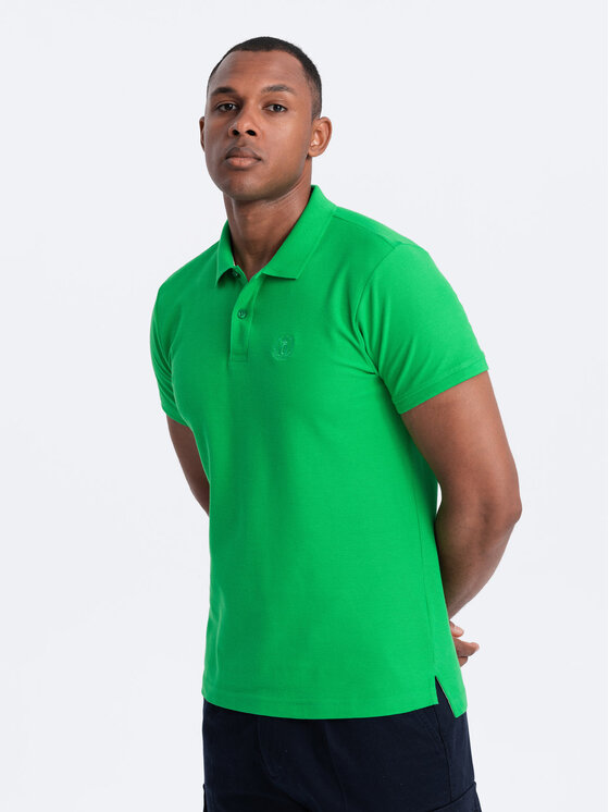 Ombre Ombre Polo OM-POBS-0100 Zielony Regular Fit