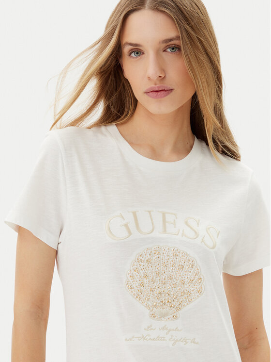 Guess Guess Tričko E5GI03 K8G01 Biela Regular Fit