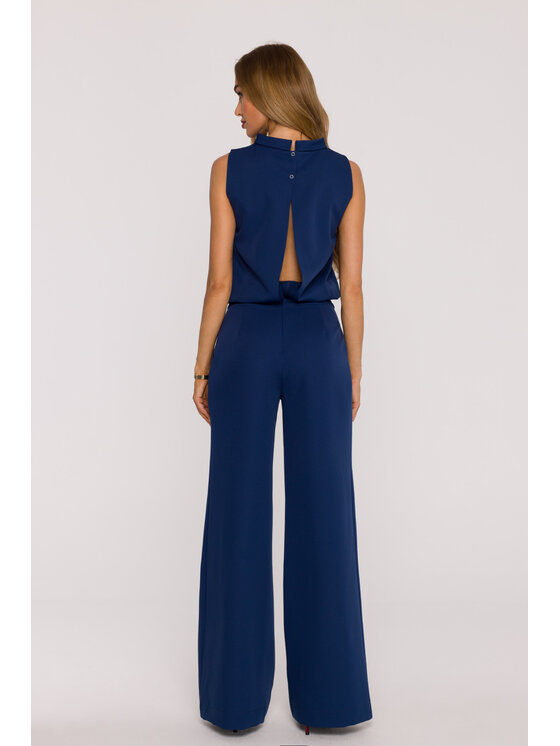 Made of Emotion Made of Emotion Kombinezon M382 Granatowy Wide Leg