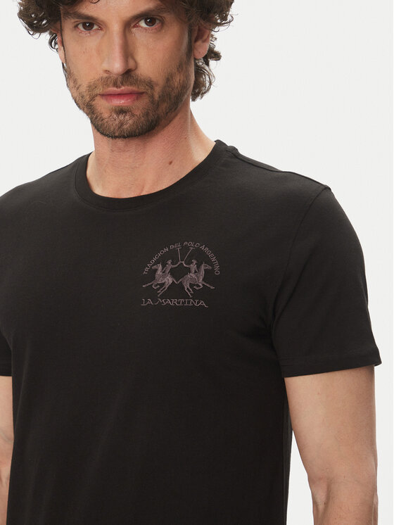 La Martina La Martina T-shirt Vernie MAR009 JS206 Crna Regular Fit