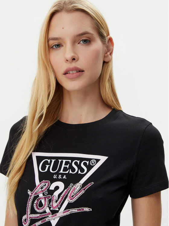 Guess Guess Marškinėliai W5GI05 I3Z14 Juoda Regular Fit