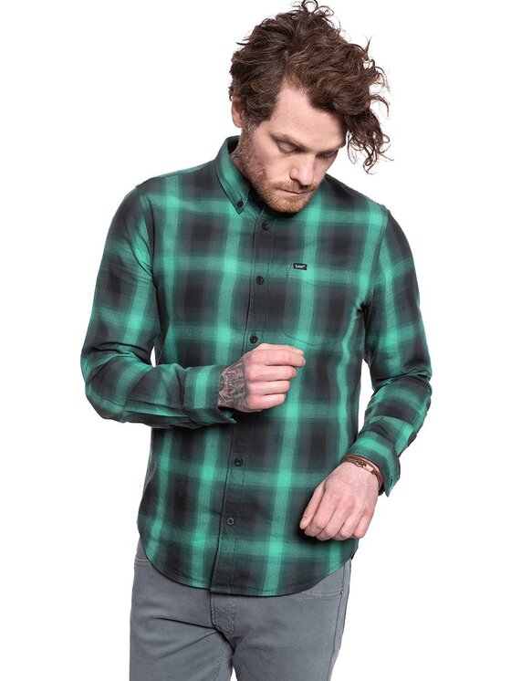 Lee Lee Koszula BUTTON DOWN Czarny Regular Fit