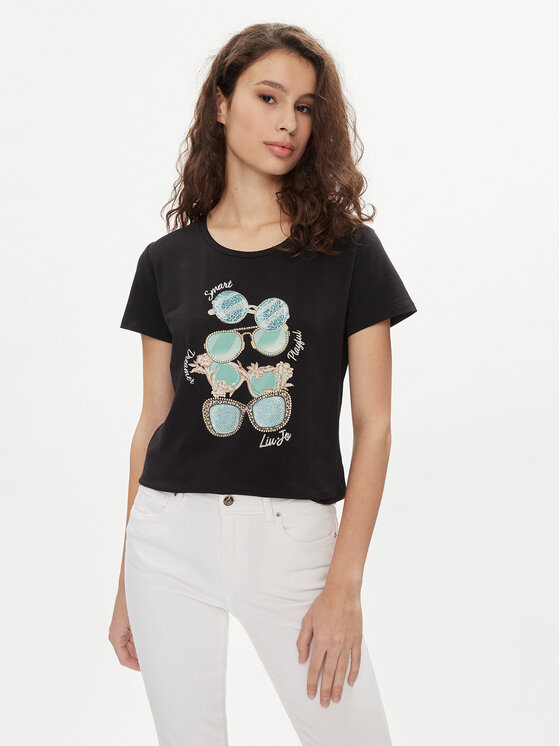 Liu Jo T-shirt MA4393 J5003 Nero Regular Fit, taglia : XS