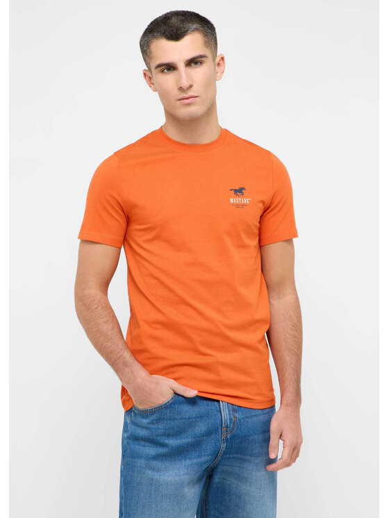 Mustang Mustang T-Shirt Style Austin Pomarańczowy Regular Fit