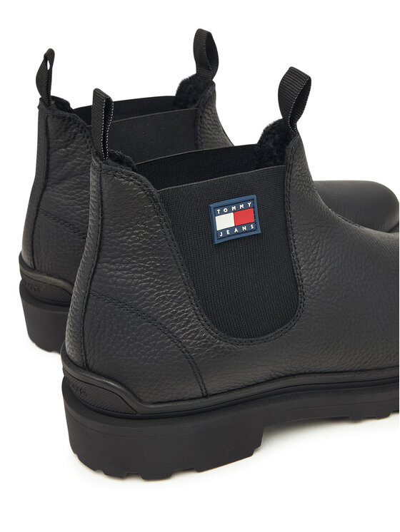 Tommy Jeans Tommy Jeans Sztyblety Tjm Chelsea Leather Wl EM0EM01670 Czarny