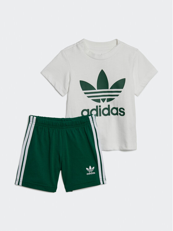 adidas adidas Komplektas: marškinėliai ir sportiniai šortai Trefoil Shorts Tee Set IB8643 Žalia Regular Fit