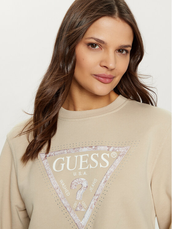 Guess Guess Bluza W5RQ09 K8802 Beżowy Regular Fit