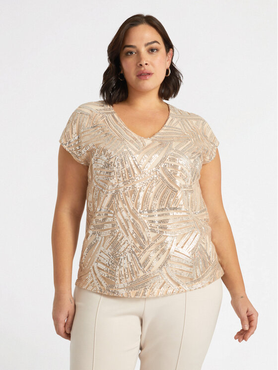 Fiorella Rubino Fiorella Rubino T-Shirt G369L008118N008 Złoty Regular Fit