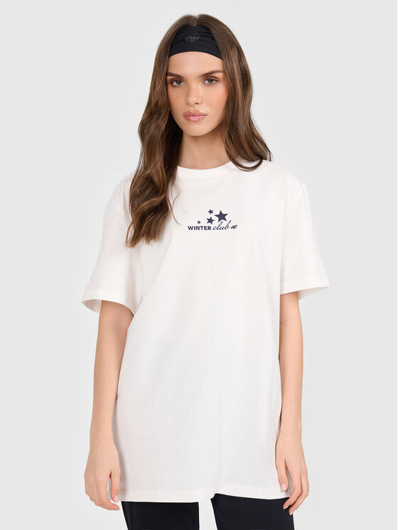 4F 4F T-Shirt SUMMIT BLISS Kremowy Oversize