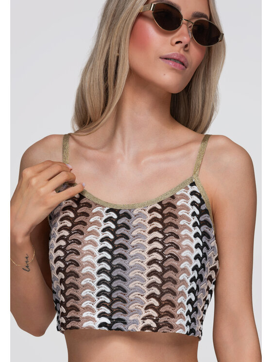 Ombre Ombre Bluzka OW-TS-E0068 Brązowy Loose Fit