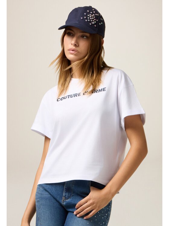 Oltre Oltre T-shirt G053J004421N011 Bianco Regular Fit