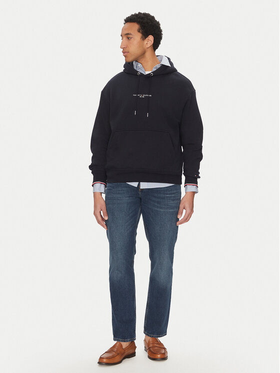Tommy Hilfiger Tommy Hilfiger Pulóver Small Logo MW0MW38950 Sötétkék Regular Fit