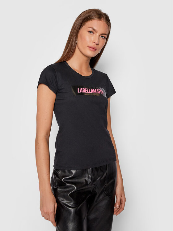 LaBellaMafia LaBellaMafia T-Shirt 21702 Czarny Regular Fit