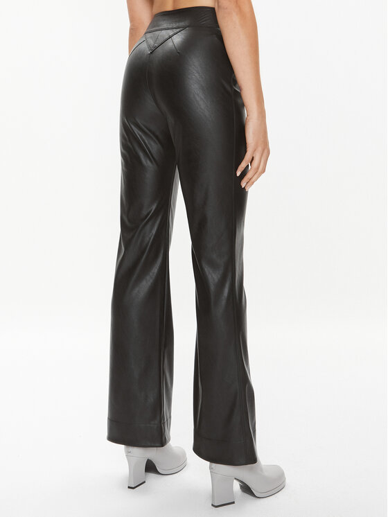 PINKO Pinko Pantaloni din imitație de piele Paragas 102299 7105 Negru Wide Leg