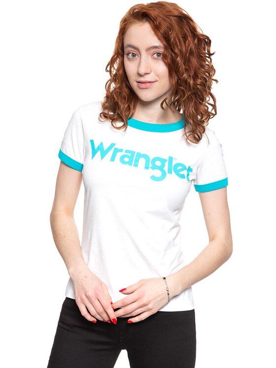 Wrangler Wrangler T-Shirt SS RINGER TEE Biały Slim Fit
