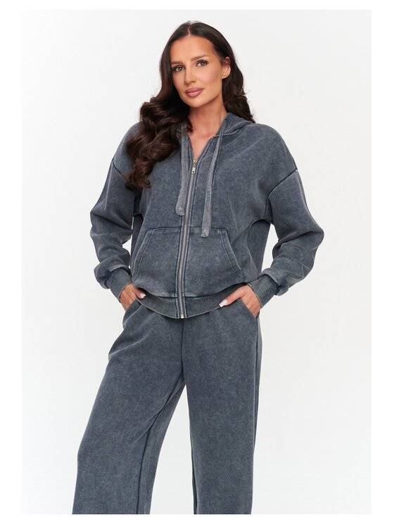 Makadamia Makadamia Dres C74 Granatowy Loose Fit