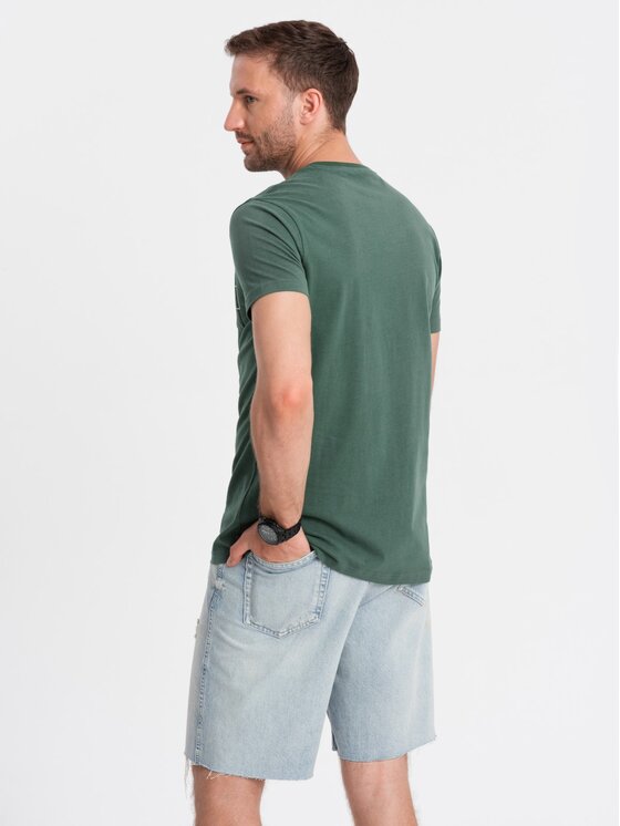 Ombre Ombre T-Shirt OM-TSCT-0108 Zielony Regular Fit