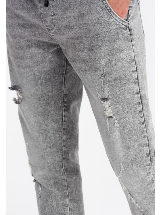 Ombre Ombre Jeansy OM-PADJ-0150 Szary Slim Fit