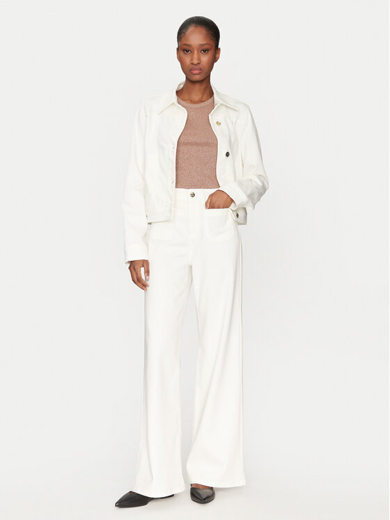 Marella Marella Spodnie palazzo Samovar 2515131201 Écru Regular Fit