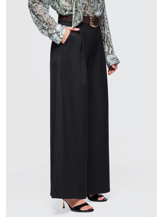 Ombre Ombre Spodnie materiałowe OW-PA-E0019 Czarny Relaxed Fit
