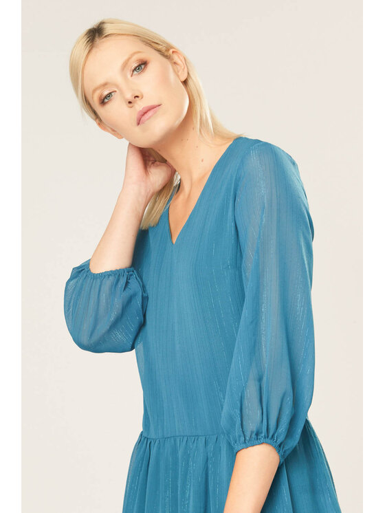 QUIOSQUE QUIOSQUE Každodenné šaty CHIFONTEATL DRESS Tyrkysová Regular Fit