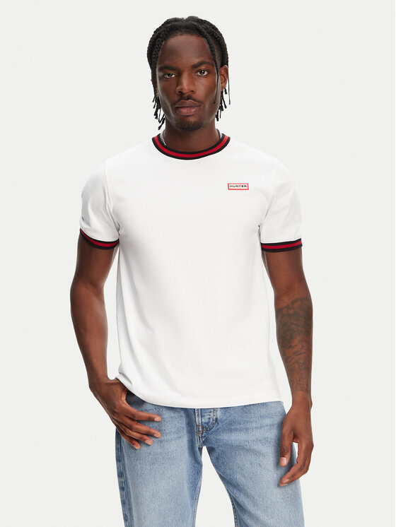 Hunter Hunter T-Shirt Eigg Ringer HARM0032251 Weiß Regular Fit