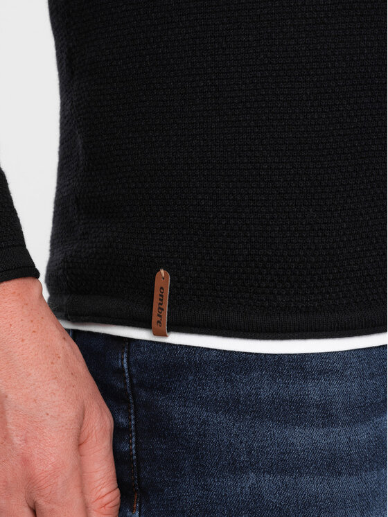 Ombre Ombre Sweter OM-SWSW-0103 Czarny Classic Fit