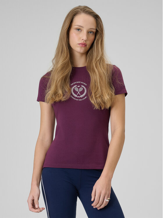 4F 4F T-Shirt SPORTS CLUB Bordowy Slim Fit