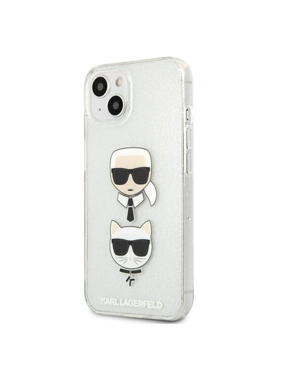 KARL LAGERFELD KARL LAGERFELD Etui na telefon Glitter Karl & Choupette Head Srebrny