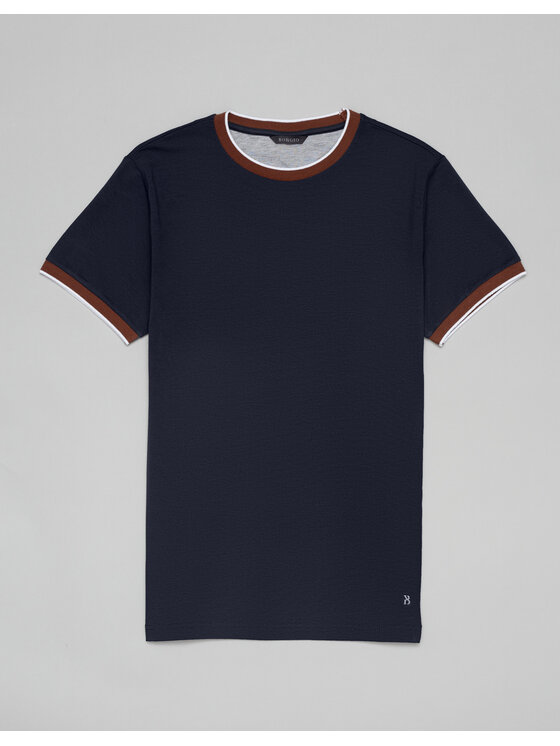 Borgio Borgio T-Shirt gerbini Granatowy Slim Fit