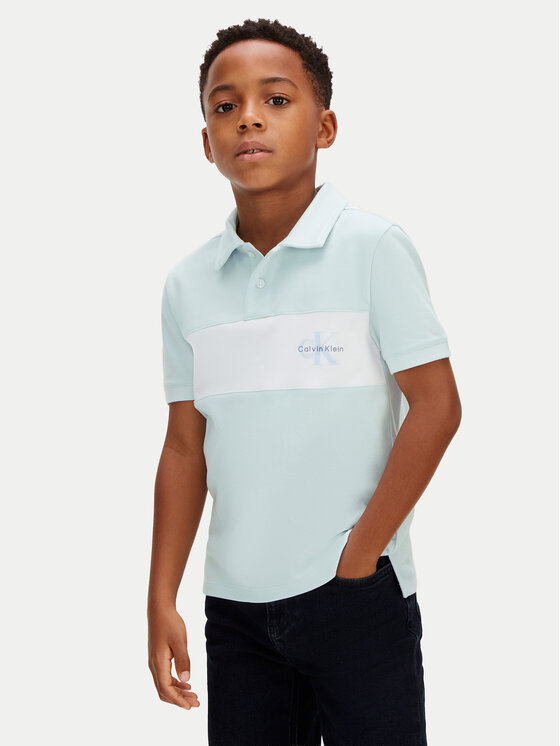 Calvin Klein Jeans Tricou polo Monologo LVCKSJB28B Turcoaz Regular Fit