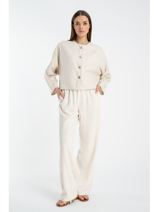 CLICK CLICK Μπόμπερ μπουφάν 71-0034 Μπεζ Loose Fit