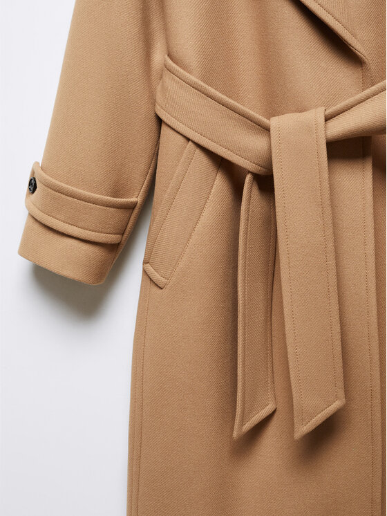 Mango Mango Gyapjú kabát Traviata 57066728 Barna Regular Fit