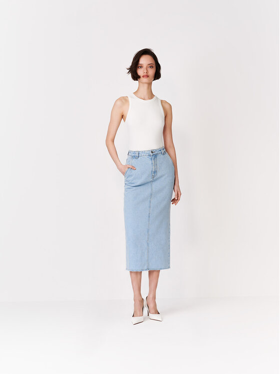 La Mania La Mania Spódnica maxi CRUZ Niebieski jasny Basic Fit
