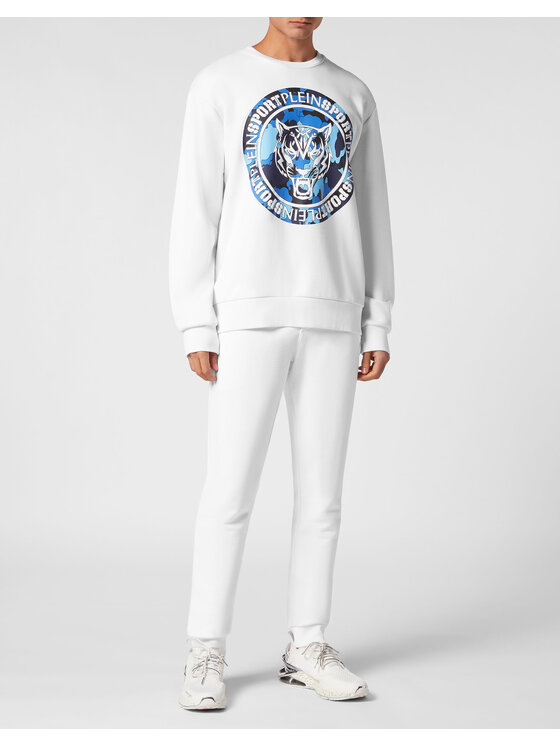 Plein Sport Plein Sport Longsleeve 13089 Biały Regular Fit