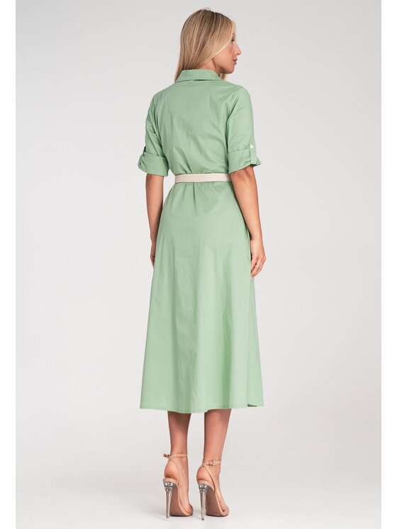 FIGL FIGL Košeľové šaty M1215 Zelená Flared Fit