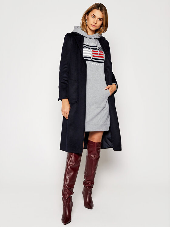 Tommy Hilfiger Robe en tricot Flag Hoodie WW0WW29661 Gris Regular Fit