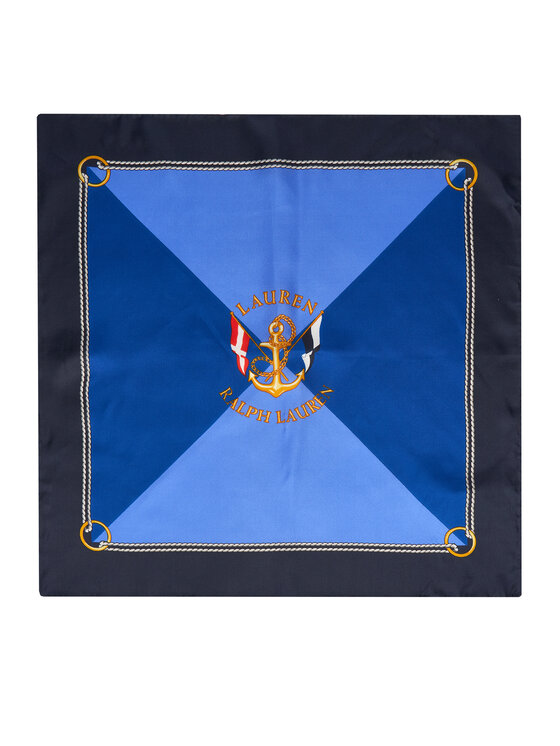 LAUREN RALPH LAUREN LAUREN RALPH LAUREN Eșarfă de mătase Colour-Blocked Anchor-Crest 454P09785003 Albastru
