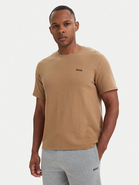 BOSS Tricou Waffle 50535891 Bej Regular Fit