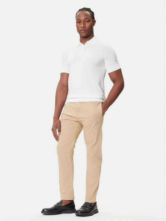 HUGO HUGO Тениска с яка и копчета San Peter-CV 50536672 Екрю Regular Fit