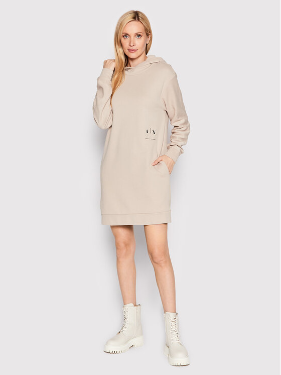 Armani Exchange Armani Exchange Úpletové šaty 6LYA72 YJBSZ 1768 Béžová Regular Fit
