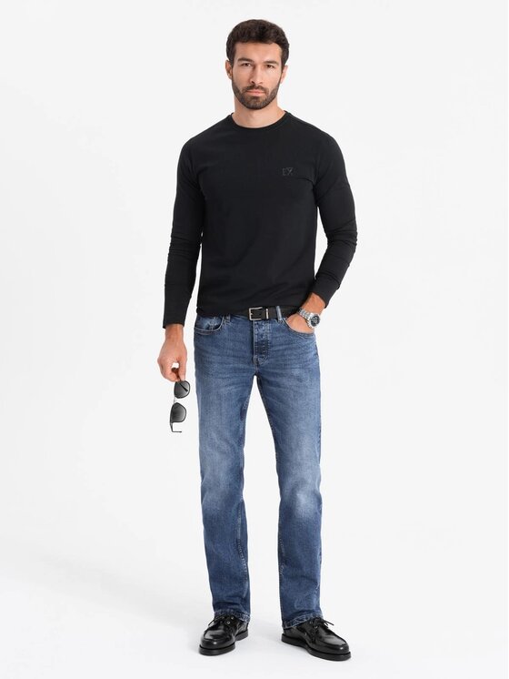 Ombre Ombre Longsleeve OM-LSBC-0124 Czarny Slim Fit