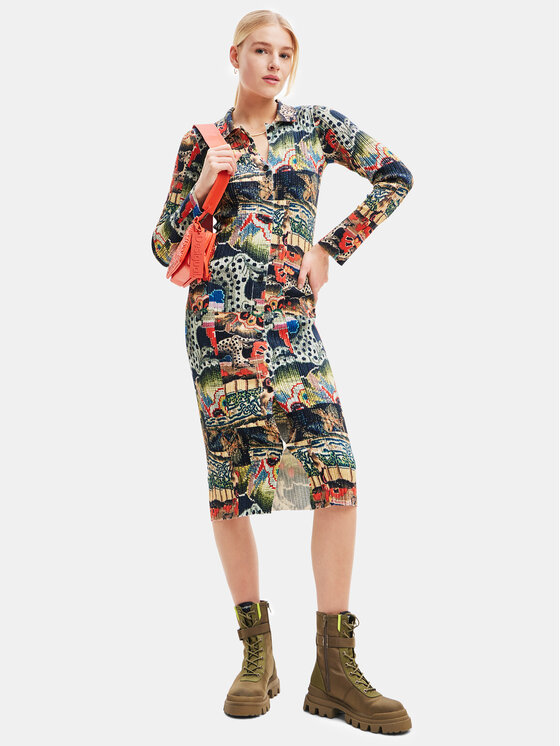 Desigual Desigual Každodenné šaty 23WWVF15 Farebná Slim Fit
