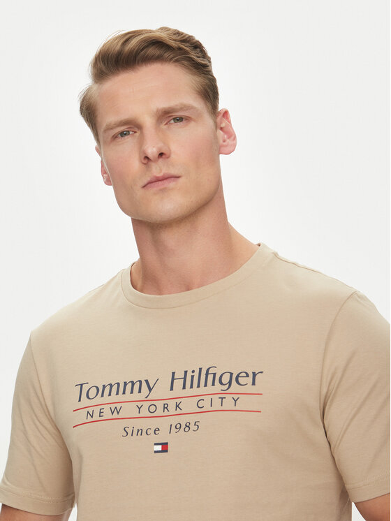 Tommy Hilfiger Tommy Hilfiger Tricou Center Stack MW0MW38621 Bej Regular Fit