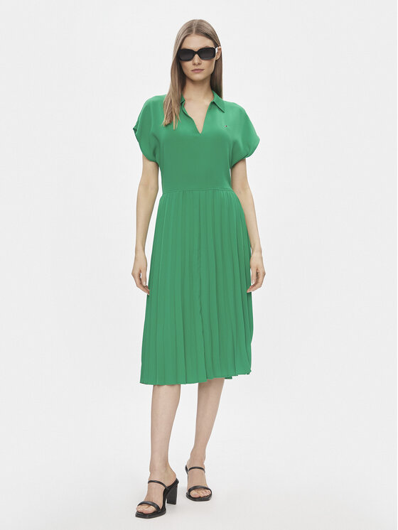 Tommy Hilfiger Tommy Hilfiger Rochie de zi WW0WW41868 Verde Regular Fit