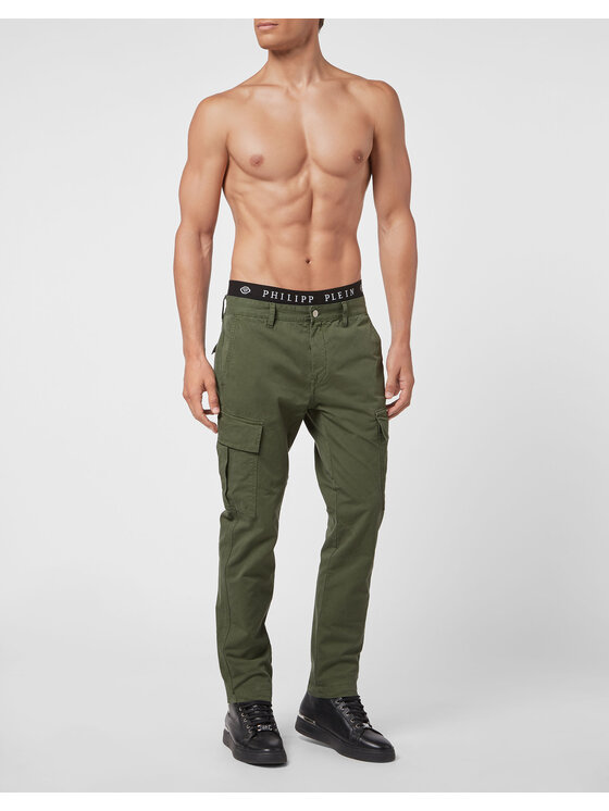 PHILIPP PLEIN PHILIPP PLEIN Spodnie cargo 5457 Zielony Cargo Fit