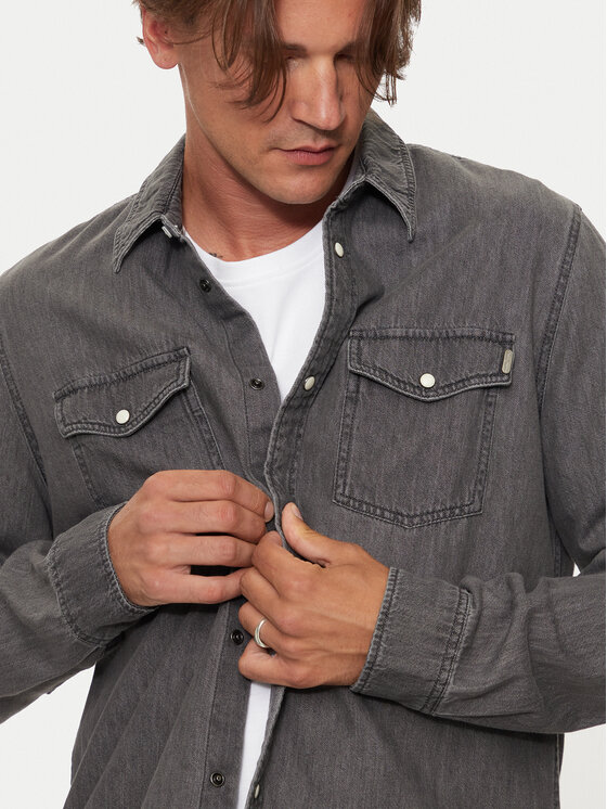 Pepe Jeans Pepe Jeans džinsiniai marškiniai PM308586 Pilka Regular Fit